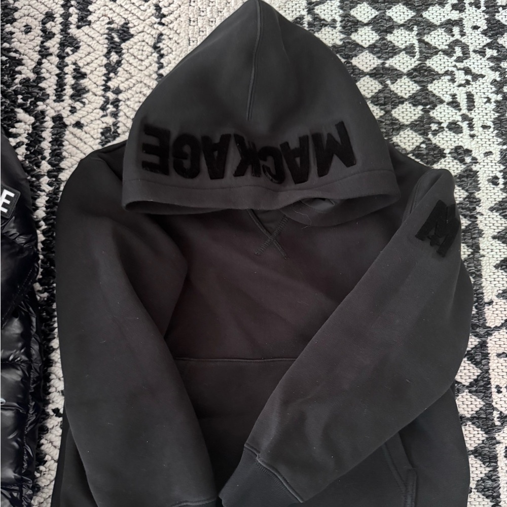 Mackage Black Hoodie with Bold Lettering